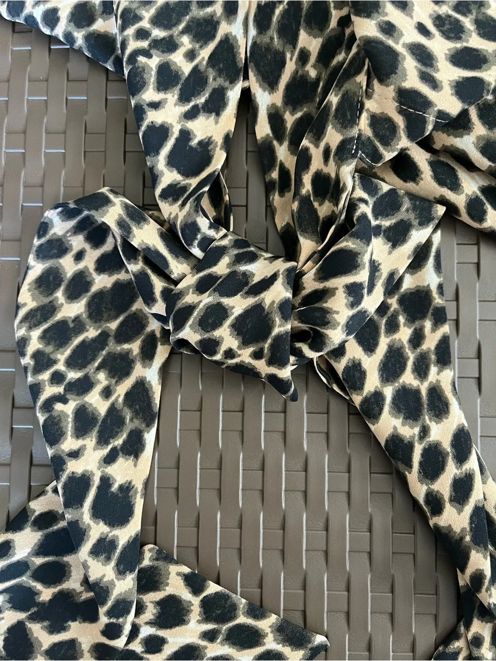 J. Crew Animal Print Long Sleeve Button Down Blouse with a Tie